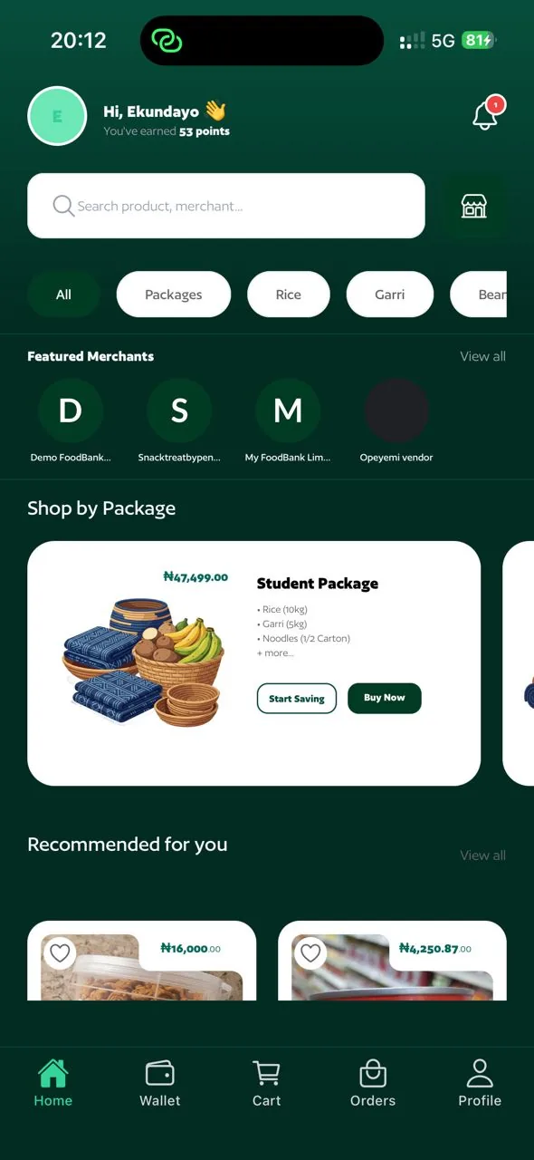 MFB — My FoodBank screenshot